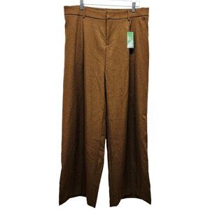 Willit Womens Brown Loose-Fit dress Pants Elastic Waist Size XXL